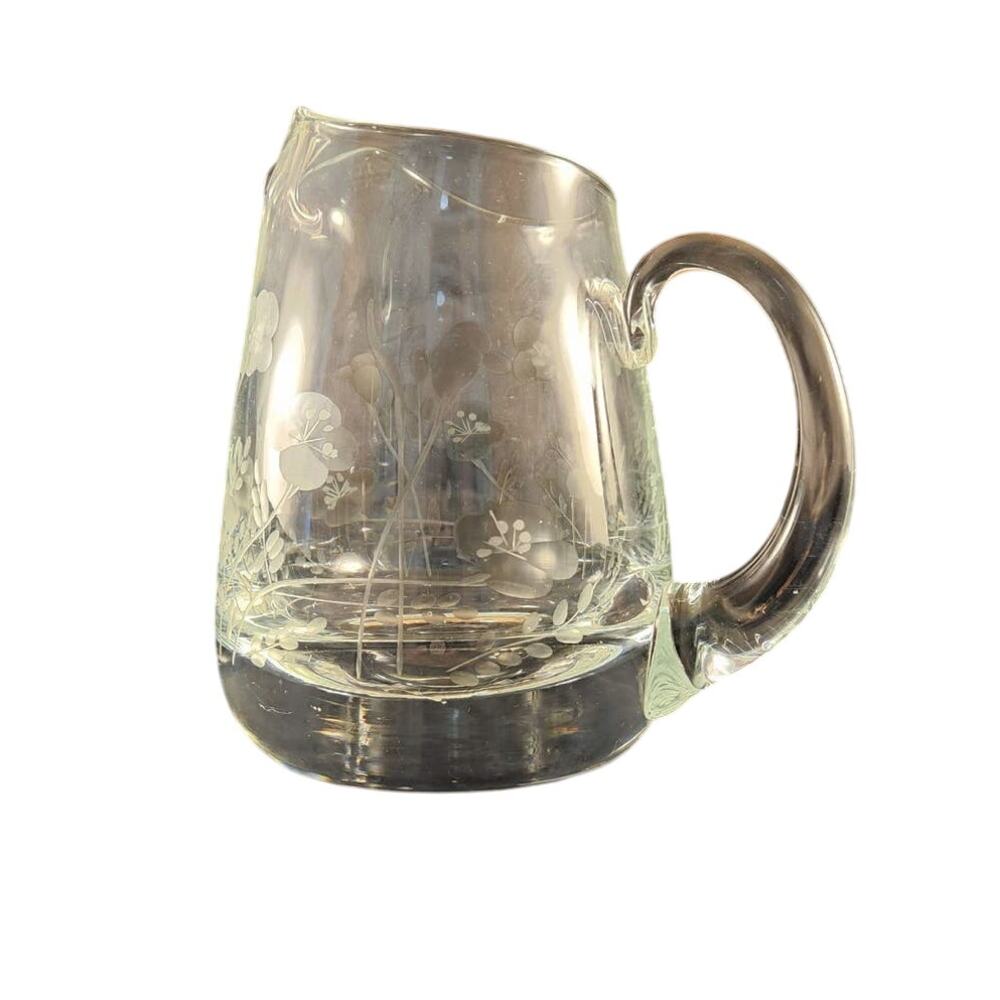 Vintage Crystal Wheel-Cut Glass Water Pitcher